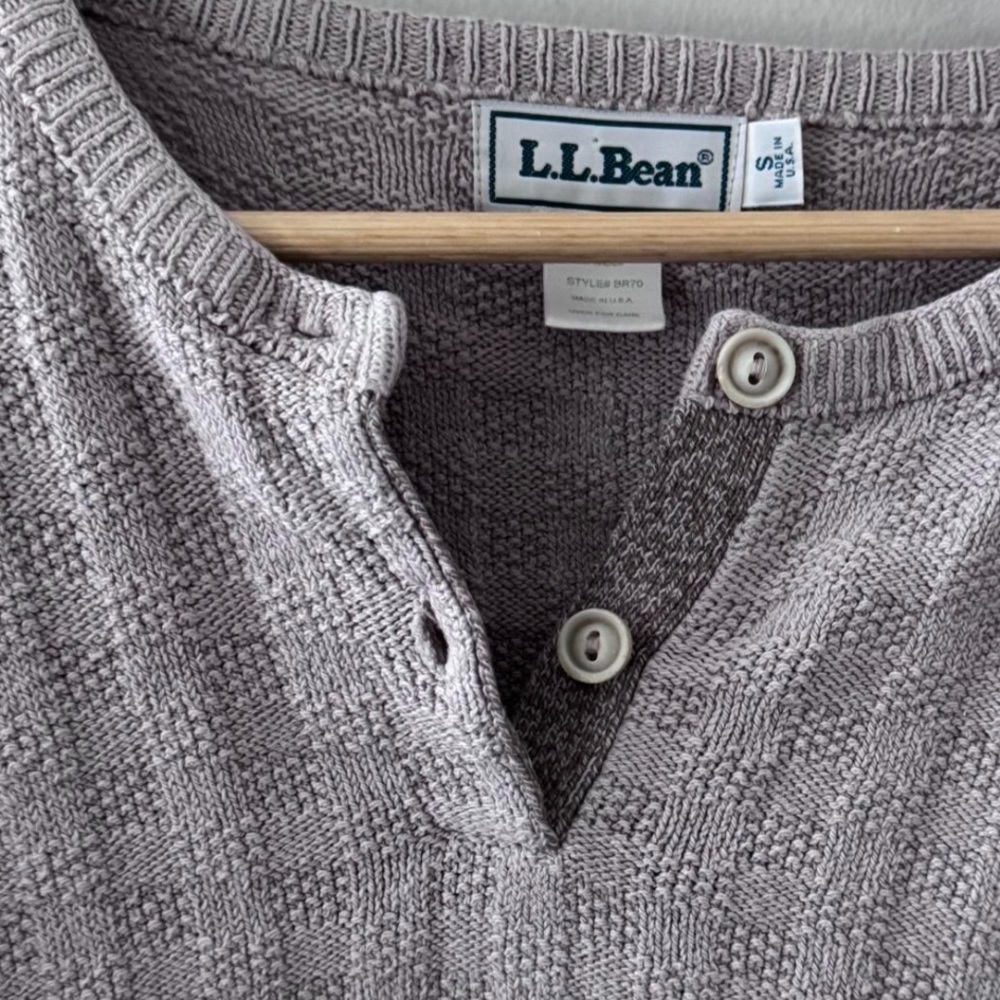 L.L. Bean Ivory Knit Thermal Pullover Preppy Minimalist